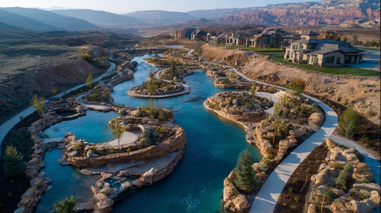 Planned residences along a private artesian creek at Spring Creek Ranch, illustrative concept